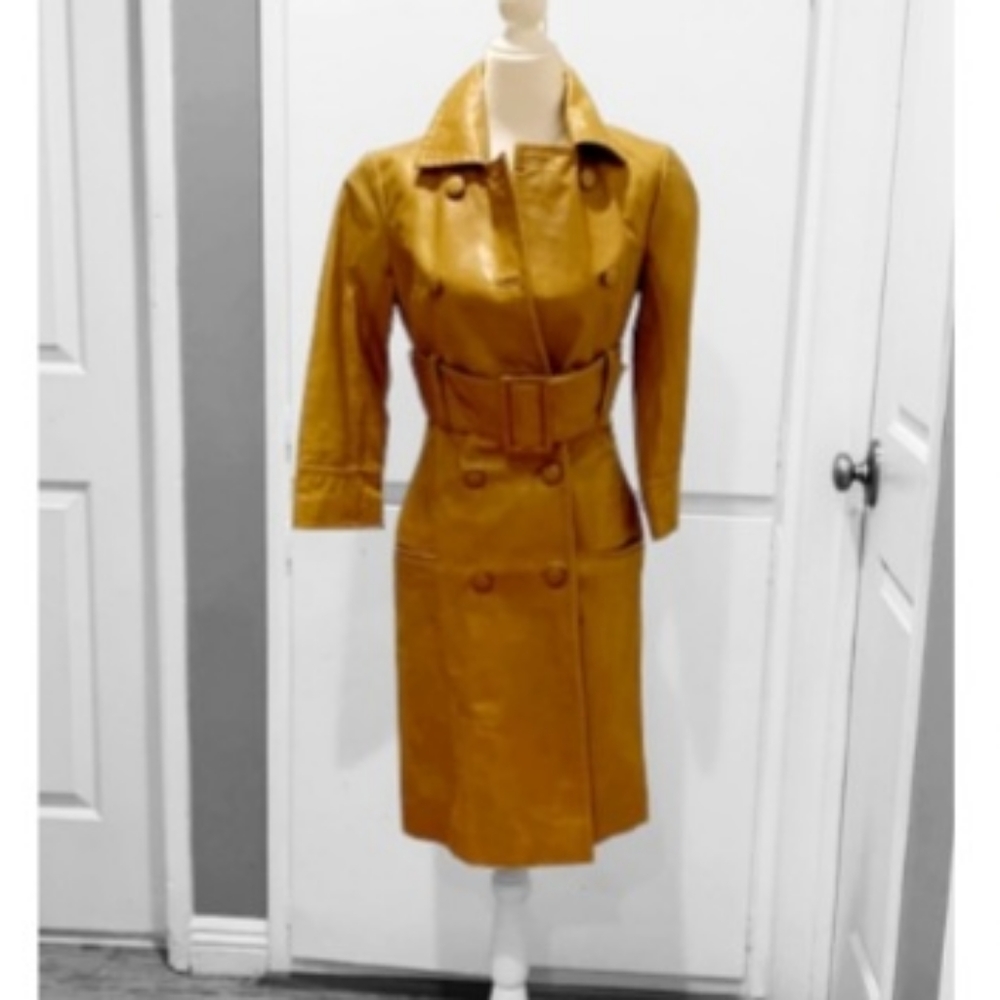 💯 Wide Belt Leather Trench Coat